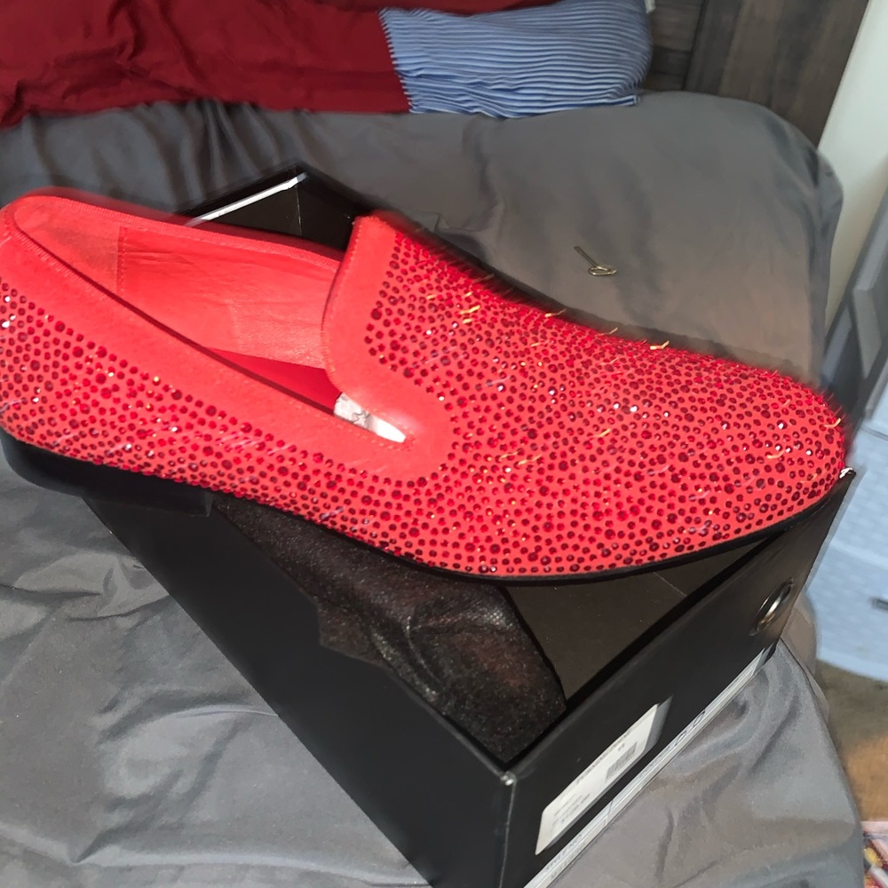 Moretti Red Rhinestone Loafers